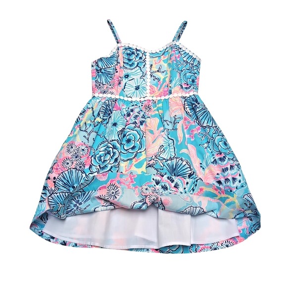 Lilly Pulitzer Mini Haylan Dress Girls Sz 10 Bali Blue Once Upon a Tide NEW NWT - Picture 3 of 16